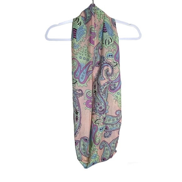 Lavello Chiffon Infinity Scarf Paisley Pastel Pink Lightweight Spring Summer - Picture 2 of 8